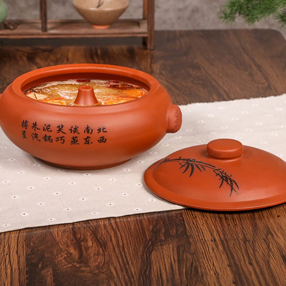 DOITOOL 1-Piece Ceramic Casserole Dish - Oven Safe Cooking Pot, Steaming & Stewing Pot for Kitchen, Ceramic Soup Pot with Lid - Perfect for Slow Cooking, Baking, and Serving Dishes