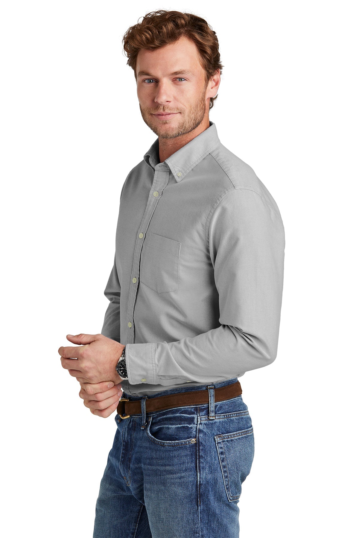 Brooks Brothers Men's Casual Oxford Cloth Button-Down Shirt in Windsor Grey - Perfect for Business Casual, Office Wear & Weekend Outings