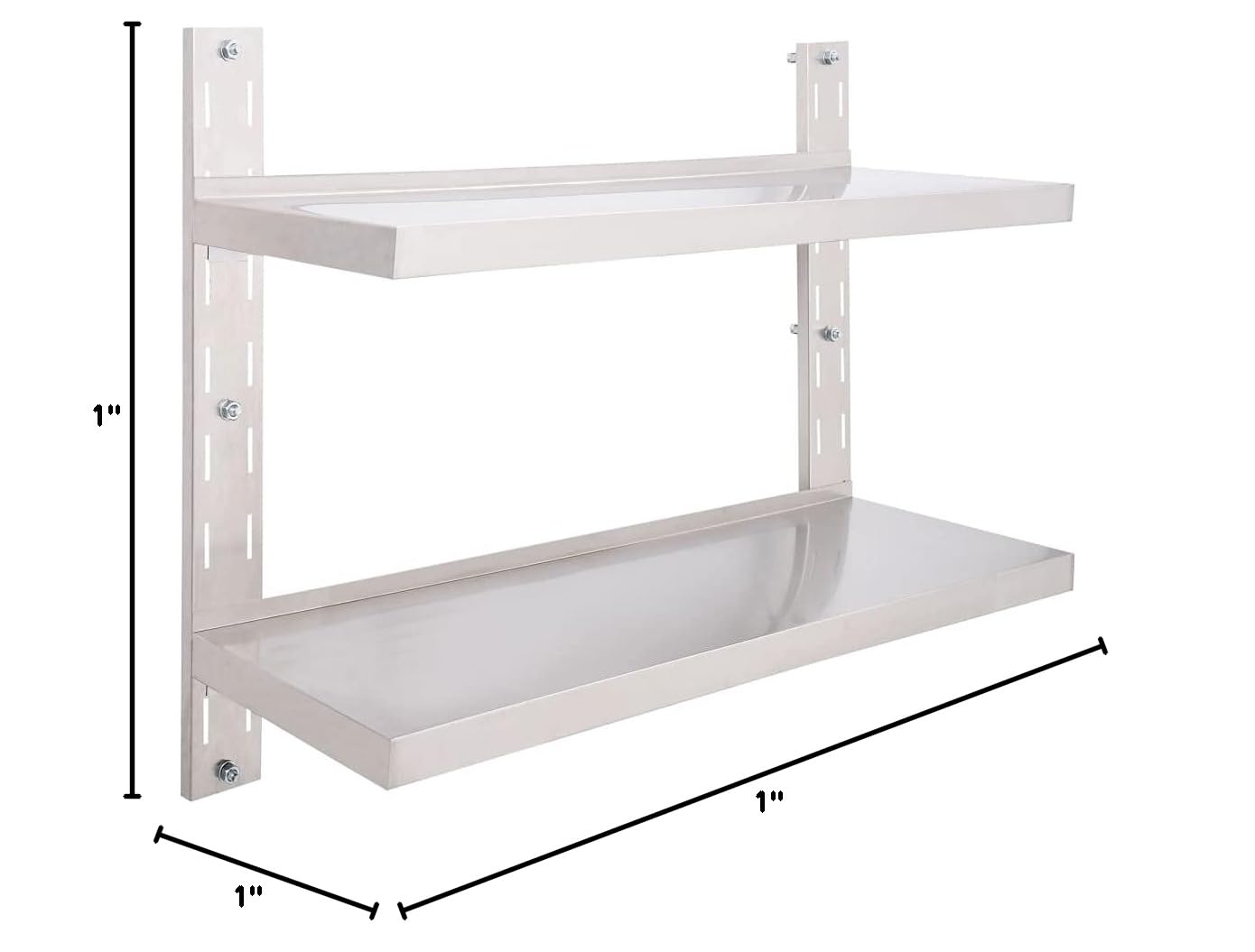 2-Tier Floating Wall Shelf - Stainless Steel Shelving for Restaurant, Bar, Home, Kitchen, Laundry, Garage & Utility Room - 39.4