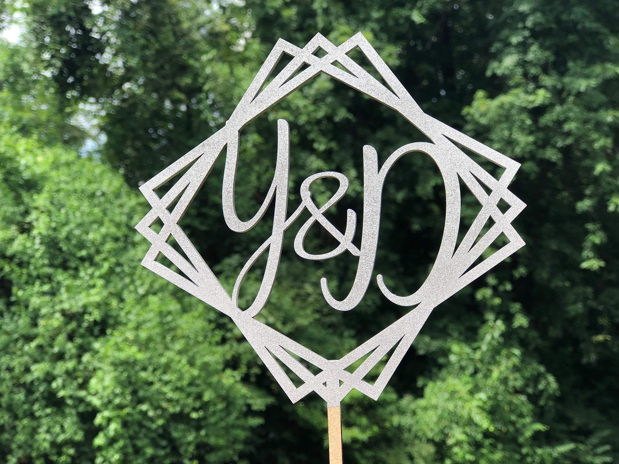 Custom Geometric Wedding Cake Topper with Initials - Elegant Anniversary Cake Decoration for Weddings, Anniversaries & Special Celebrations