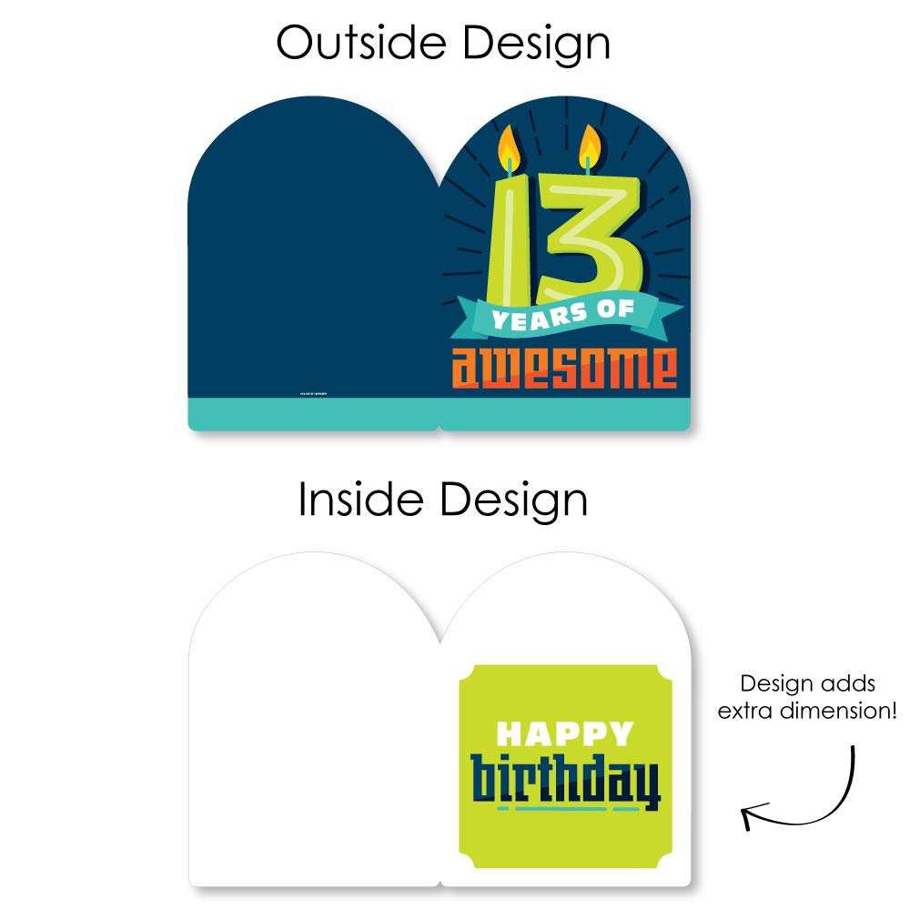Big Dot of Happiness 13th Birthday Card for Boys - Giant 16.5x22 Inch Teen Greeting Card - Jumborific Shaped Card for Official Teenager Celebration | Perfect for Birthday Parties, Milestone Gifts & Teen Decor