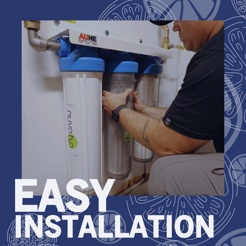 NuvoH2O Manor Trio Water Softener & Multi Filtration System | Salt-Free Water Softening & Whole House Filtration | Perfect for Hard Water Homes, Skin Irritation & Appliance Protection