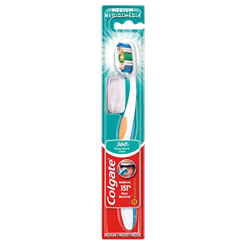 Colgate 360 Degrees Compact Head Medium Toothbrushes for Adults - Soft Bristles, Deep Cleaning, Comfort Grip - Perfect for Travel, Home & Office Use