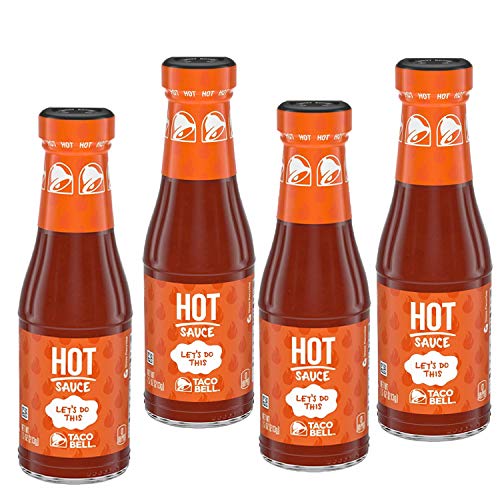 Taco Bell Home Originals Hot Restaurant Style Sauce - 7.5 Oz Bottle (Pack of 4) | Perfect for Tacos, Nachos, Burritos & Mexican Food at Home