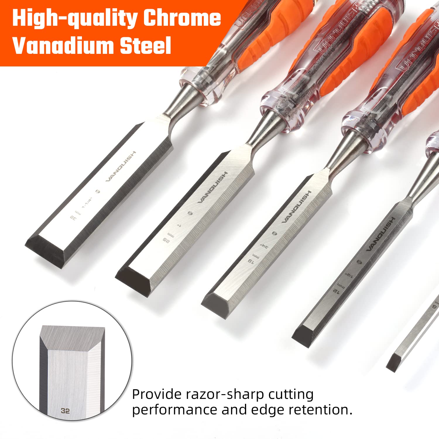 VANQUISH 1 Inch High-Impact Wood Chisel - Forged Steel Mortise Chisel with Go-Thru Design for Professional Woodworking & Carpentry | Perfect for Joinery, Furniture Making & DIY Projects (Model 4606)