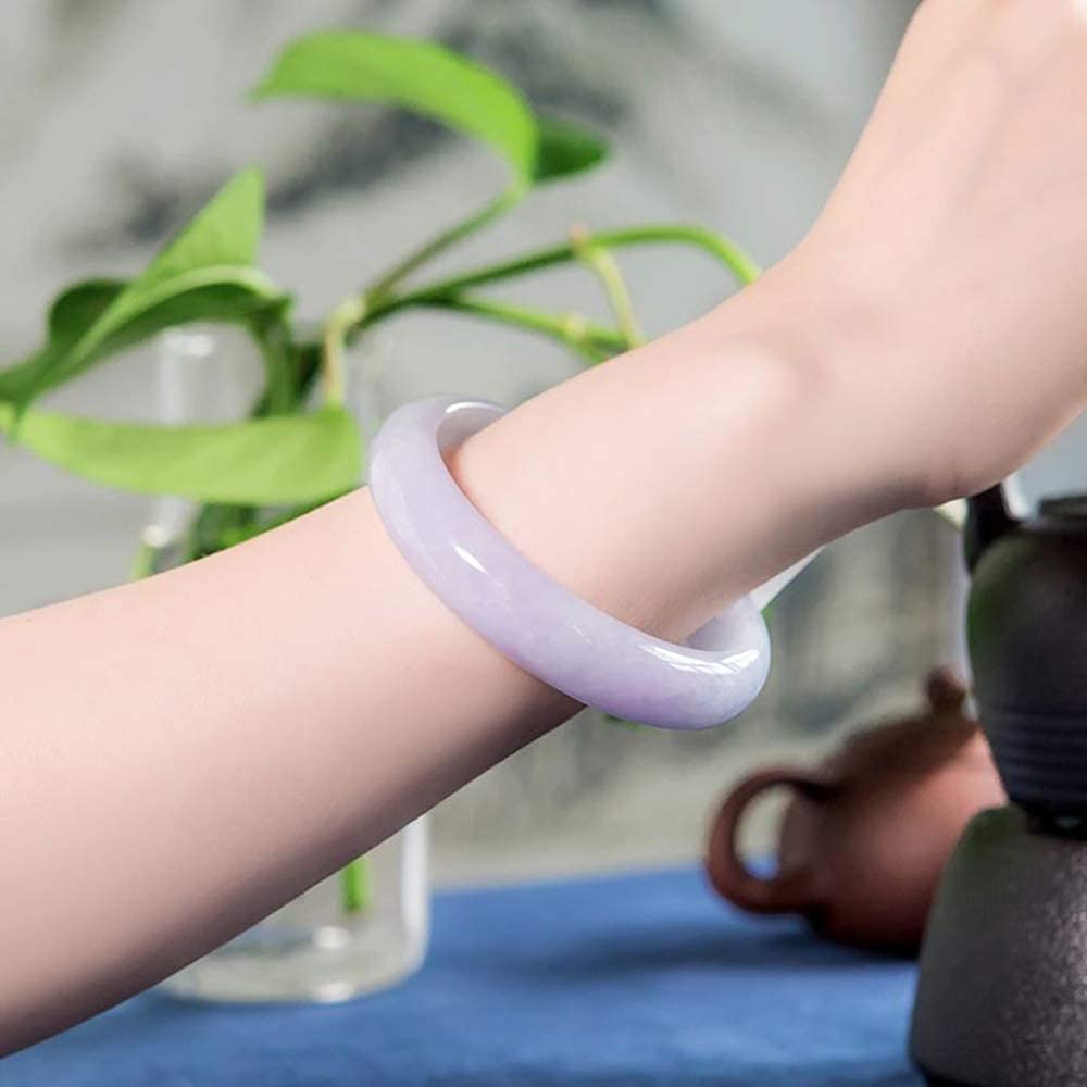 Natural Ice Waxy Chalcedony Jade Bangle Bracelet for Women - Transparent Purple Gemstone Jewelry with Gift Box & Certificate | Elegant Gift for Birthday, Anniversary & Special Occasions