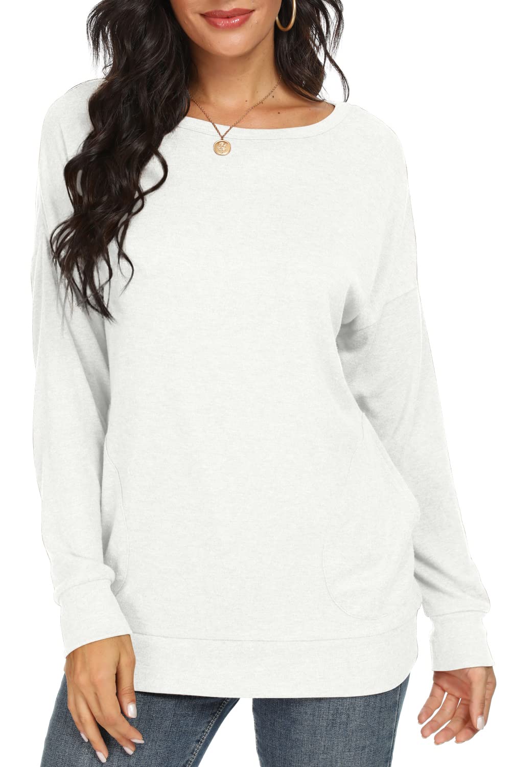 Women's Long Sleeve Casual Tops - Elegant Tunic Blouse with Pockets for Work, Office & Everyday Wear | Fashionable & Comfortable Women's Shirt