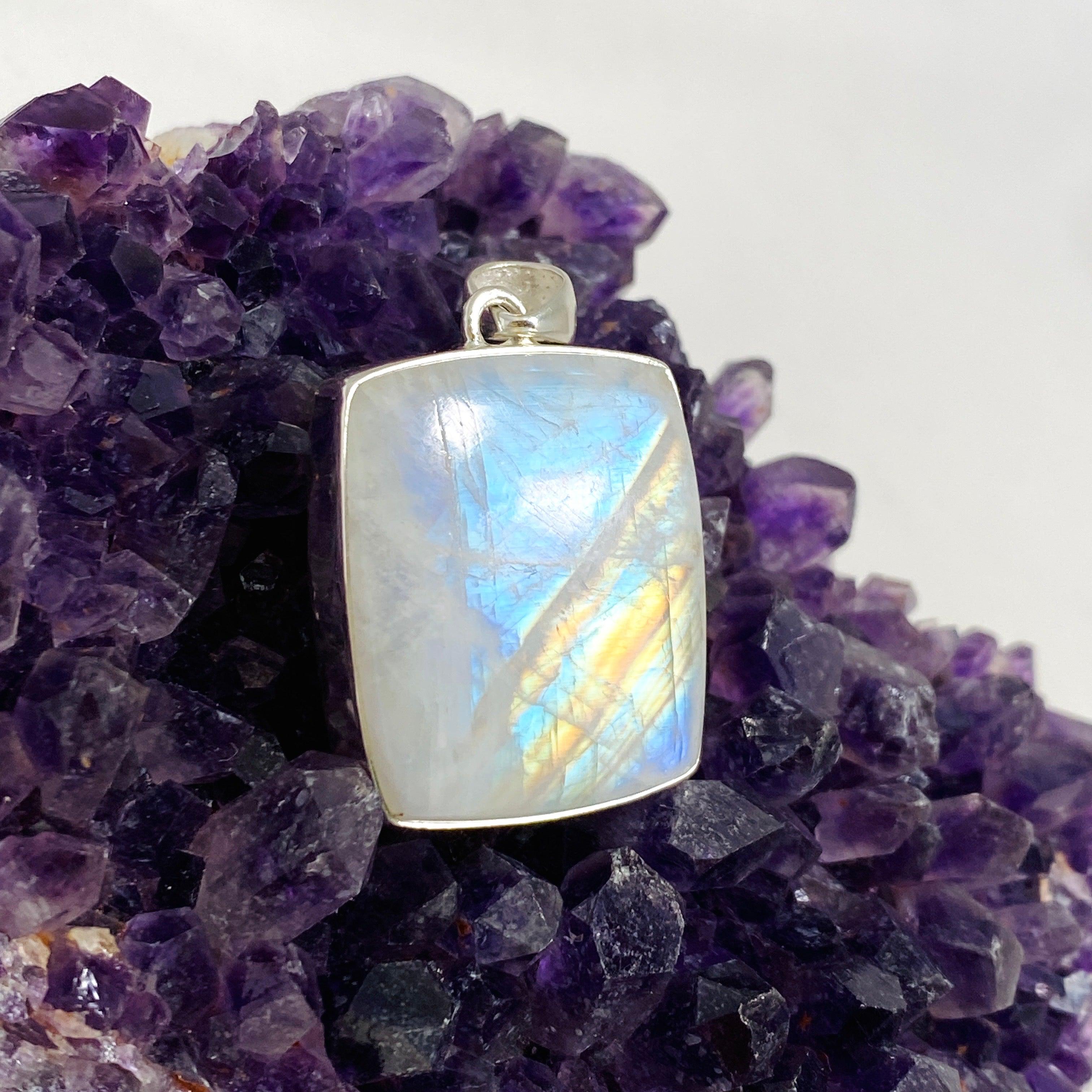 Moonstone Square Pendant Necklace - 925 Sterling Silver Jewelry for Women, Elegant Gift for Birthday, Anniversary & Special Occasions | Perfect for Boho, Hippie & Everyday Wear