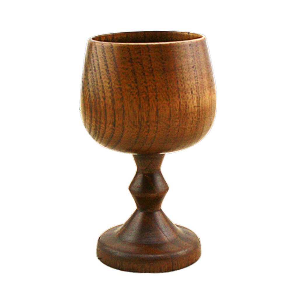 Vintage Wooden Wine Cup - Handcrafted Wooden Mug & Goblet for Coffee, Tea, Milk, Water - Natural Wood Chalice for Kitchen, Bar, Japanese Decor - Perfect for Rustic Weddings, Medieval Parties & Home Decor