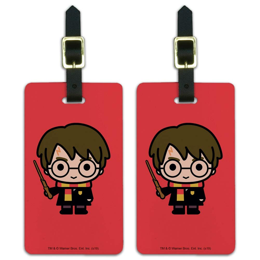 Harry Potter Cute Chibi Character Luggage ID Tags - Set of 2 Travel Accessories for Suitcases, Backpacks & Carry-On Bags - Perfect for Airports, Vacations & School Trips