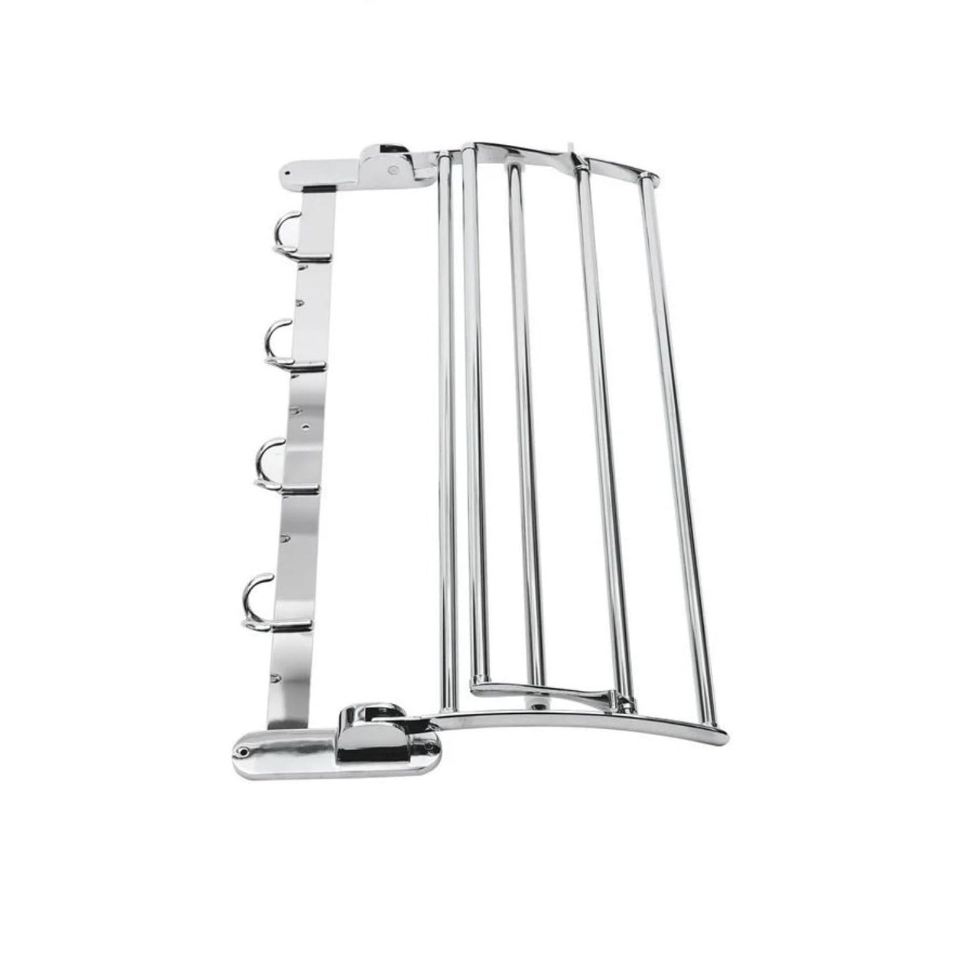 Kriva Stainless Steel Folding Towel Rack - Wall Mounted Bathroom Towel Holder with Screw Cap | Space Saving Drying Solution for Small Bathrooms, Kitchens & Laundry Rooms