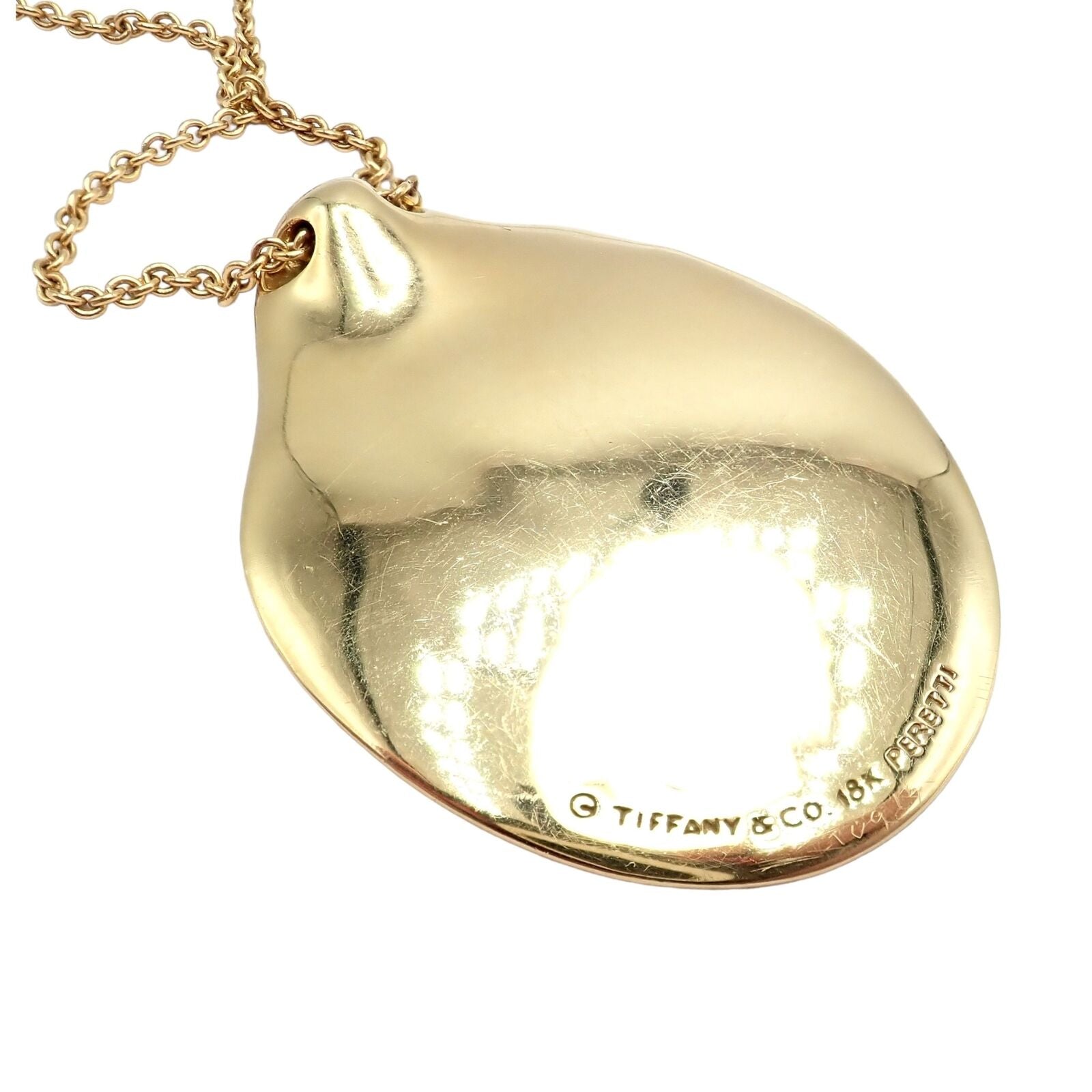 Tiffany & Co Peretti 18k Yellow Gold Madonna Pendant Necklace - Extra Large 30mm - Elegant Jewelry Gift for Women - Perfect for Weddings, Anniversaries & Special Occasions