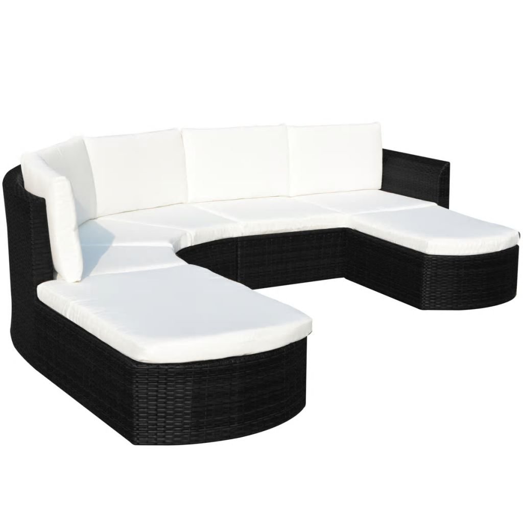 Tidyard 4-Piece Outdoor Patio Furniture Set - Black Poly Rattan Sectional Sofa with 2 Corner Chairs & 2 Ottomans, Weather-Resistant Cushioned Garden Lounge Set for Backyard, Balcony, Terrace | Perfect for Relaxing, Entertaining & Outdoor Gatherings