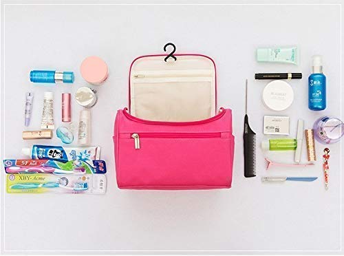 CHEM-AB ENTERPRISE ® Extra Large Travel Makeup Organizer Bag - Waterproof Cosmetic Case with Multiple Compartments for Women, Perfect for Air Travel, Gym & Home Storage (Navy Blue)