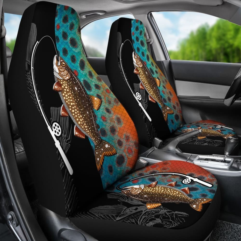 Premium Brown Trout Fishing Car Seat Covers - Waterproof & Durable Protection for Truck, SUV & Auto Seats - Perfect for Outdoor Enthusiasts & Anglers