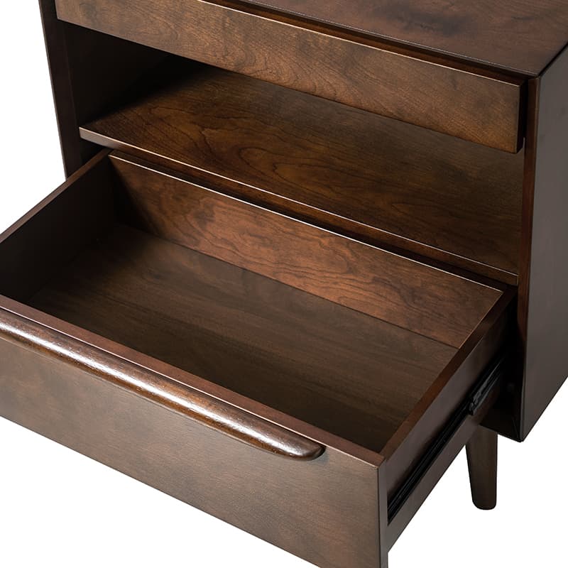 Mid Century Modern Nightstand with 2 Drawers & Built-In Outlets - Giralda Bedside Table for Bedroom, Living Room & Office (Optional Types)