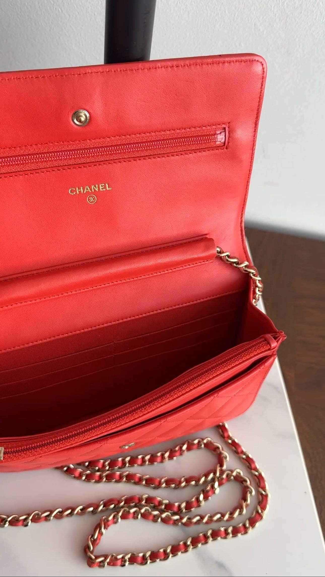 Chanel Red Quilted Leather Timeless Classic Wallet on Chain Bag - Luxury Crossbody Purse for Women, Evening Parties & Special Occasions