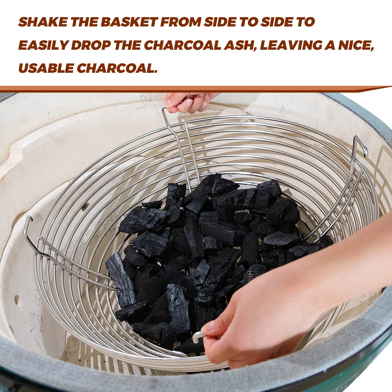 Premium Stainless Steel Lump Charcoal Fire Basket with Divider - Perfect Fit for Kamado Joe Big Joe Grill Accessories | Ideal for Smoking, Grilling & BBQ Outdoor Cooking