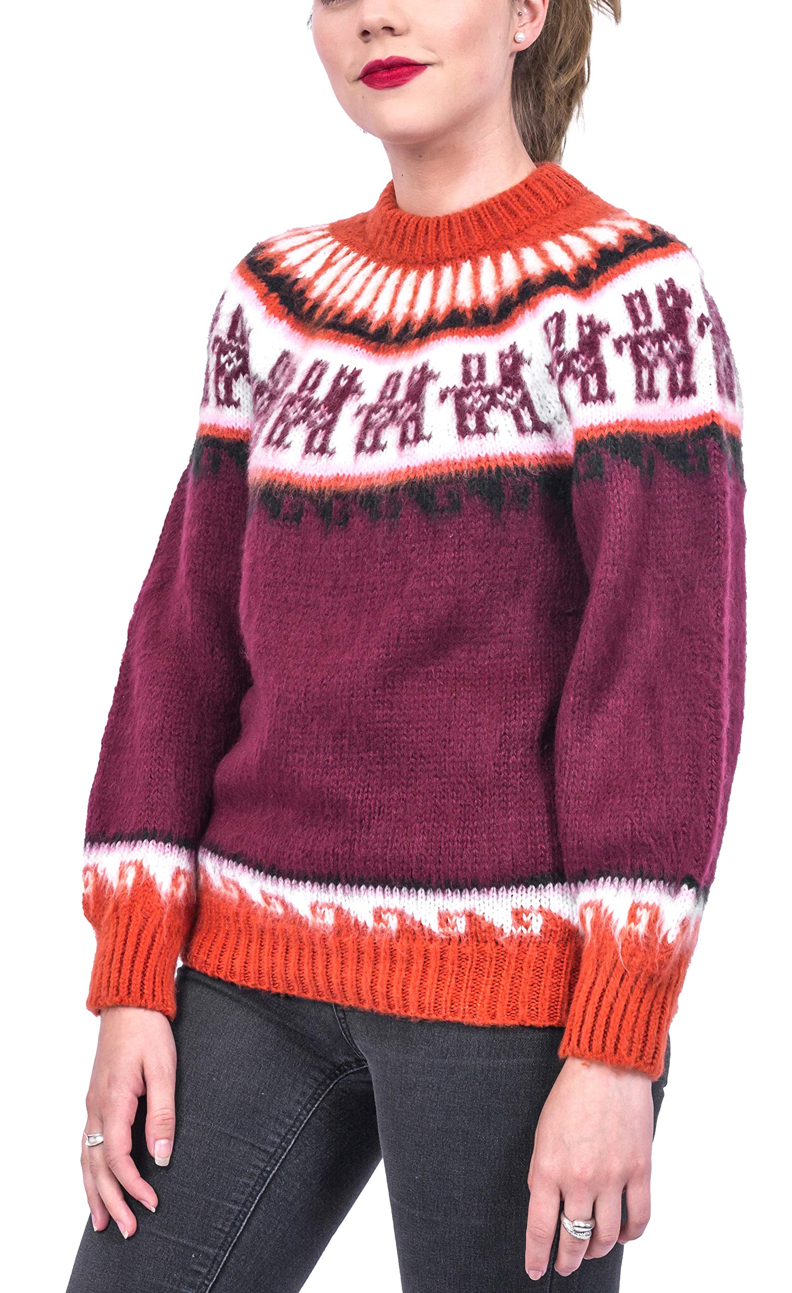 Women's Fair Isle Alpaca Sweater - Soft Winter Knit Pullover for Ladies - Cozy Fall & Winter Wear for Casual Outings & Holiday Gatherings