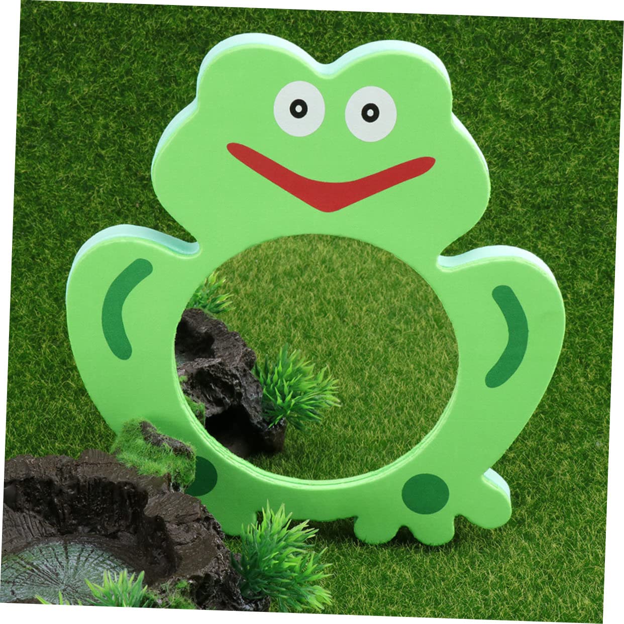 HEMOTON 8-Piece Frog Bath Mirror Toy Set - Safe Baby Toys for Newborns, Travel Mirror & Early Learning Educational Toy (EVA Green) - Perfect for Bathtime Fun, Nursery Play & Sensory Development