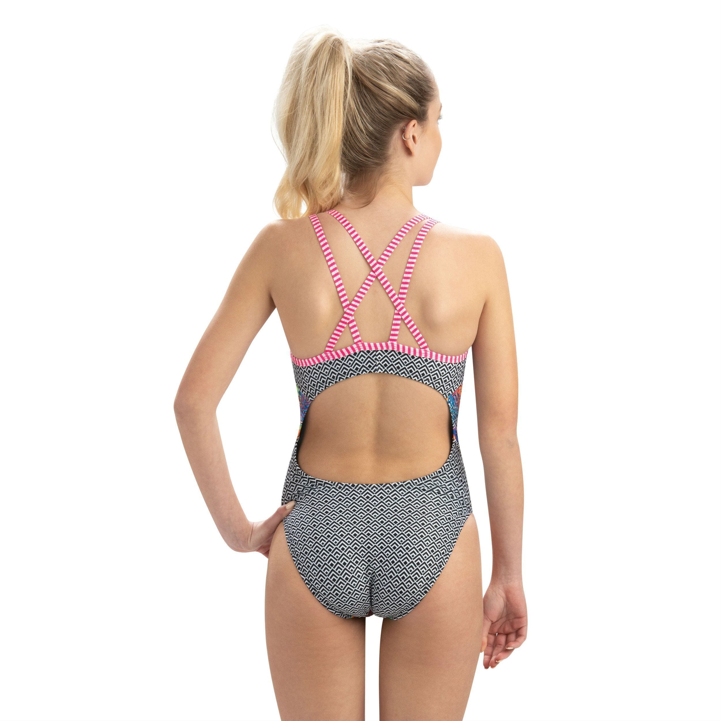 Uglies Women's Double Strap Open Keyhole Back One Piece Swimsuit - Sexy Tropic Print Bathing Suit for Beach, Pool & Vacation