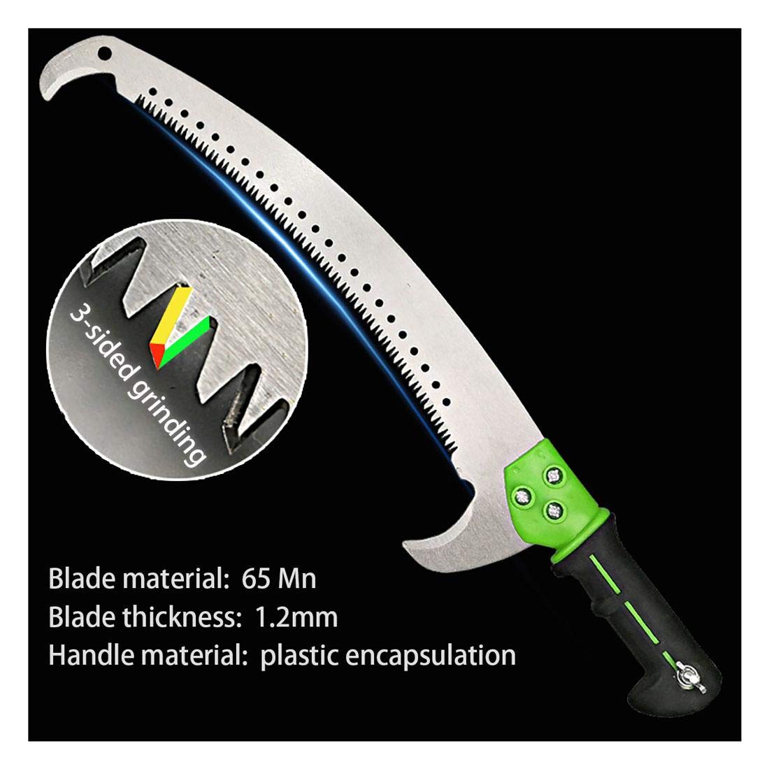 11.5FT Telescopic Tree Saw - Professional Curved Pruner with Hook & 115cm Aluminum Rod for High Branches (Up to 3.5M Reach) - Ideal for Garden Trimming & Landscaping