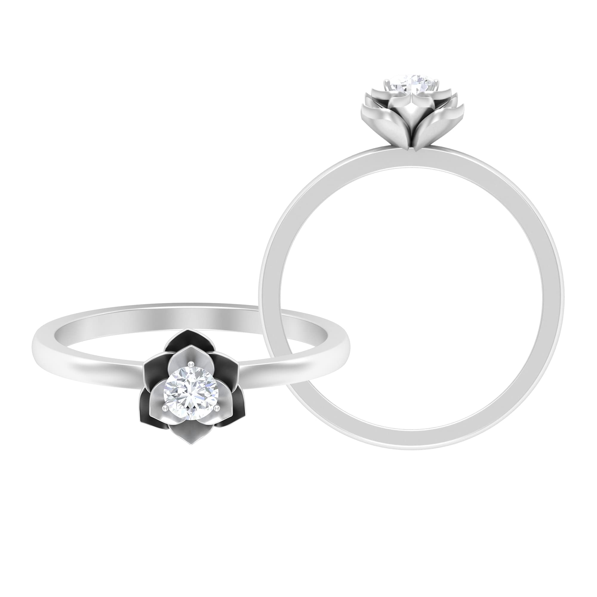 1/4 CT Diamond Solitaire Ring for Women - 14K Solid Gold Certified Floral Engagement Ring | Elegant Wedding Band, Anniversary Gift & Proposal Jewelry