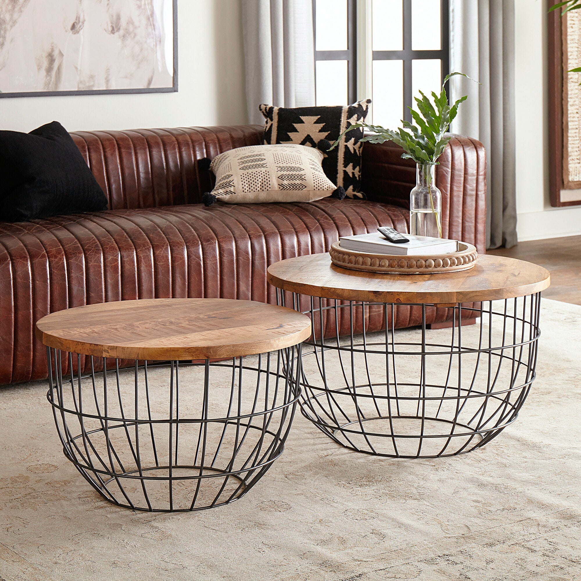 Modern Akins Nesting Coffee Tables Set of 3 - Space Saving Living Room Furniture for Small Spaces - Perfect for Apartments, Dorms & Cozy Home Decor