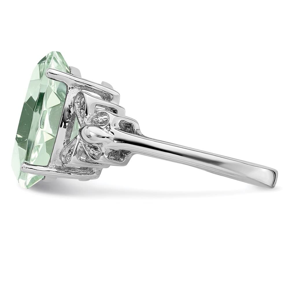 0.01Ct Sterling Silver Rhodium-Plated Green Quartz & Diamond Ring for Women | Elegant Jewelry Gift for Anniversary, Birthday & Special Occasions