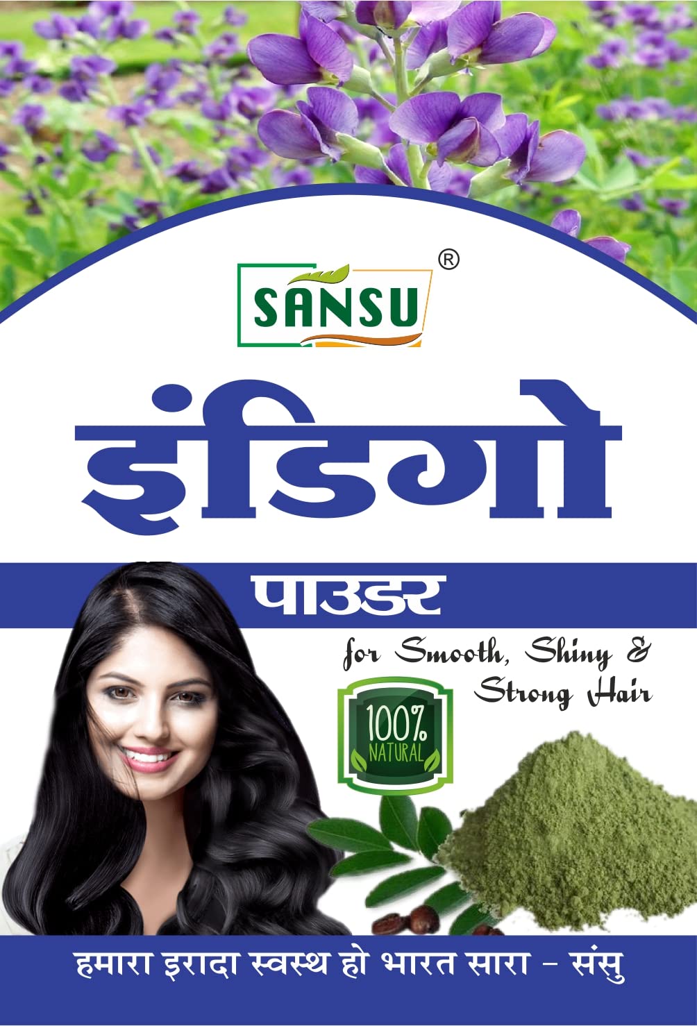 Organic SANSU Indigo Powder for Natural Black Hair Dye - 100g x 2 Pack | Chemical-Free Henna Alternative for Gray Coverage & Hair Coloring | Perfect for DIY Hair Treatment at Home