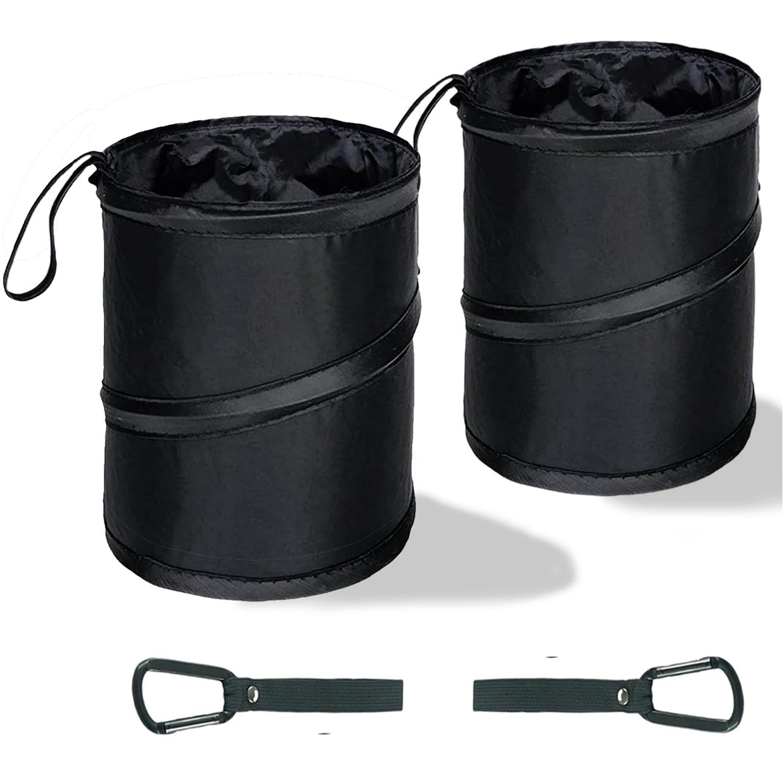 2-Pack Foldable Hanging Car Trash Can with Hook - 2 Gallon Collapsible Car Garbage Bin for Easy Cleaning - Perfect for Road Trips, Commuting & Keeping Your Vehicle Clean