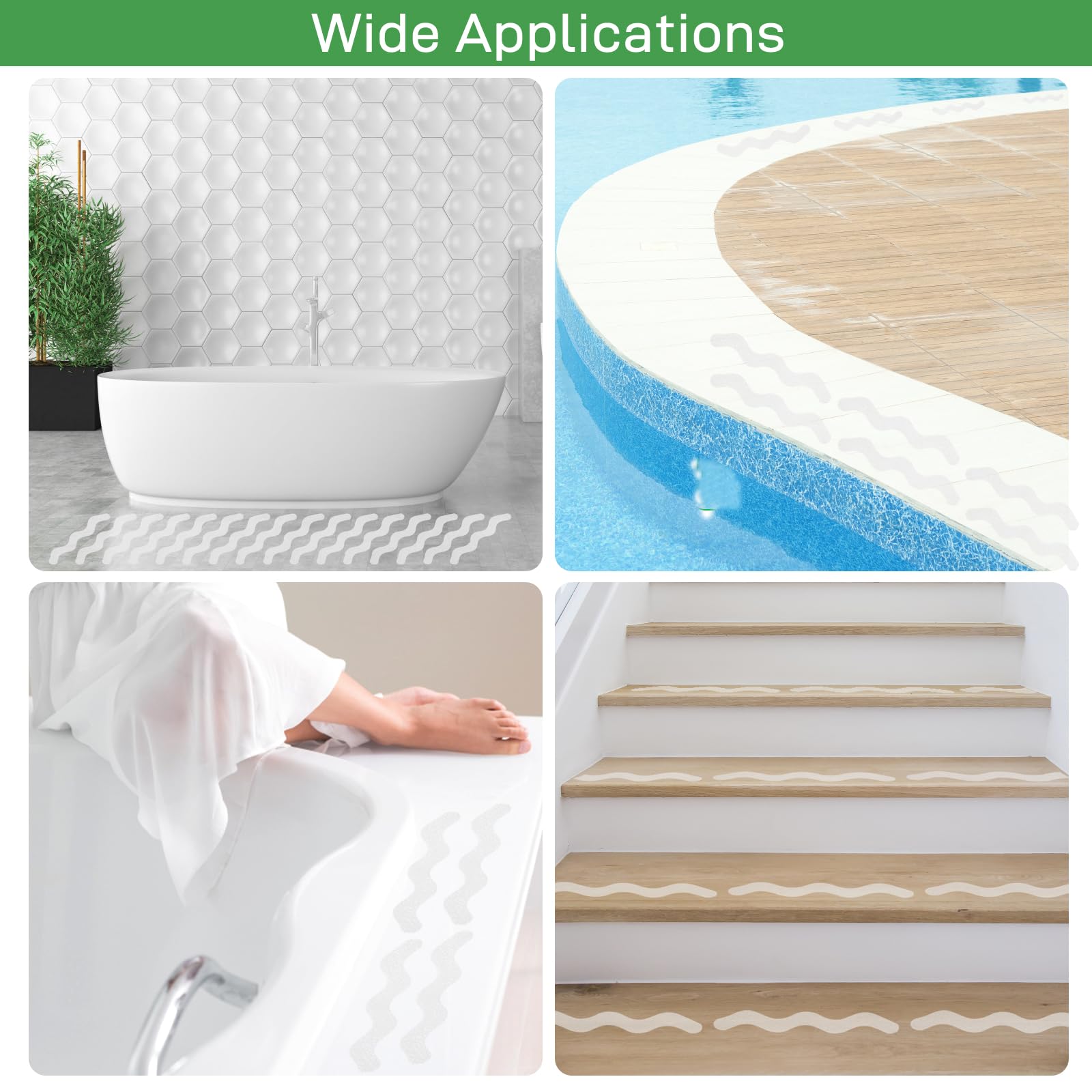 36 PCS Non-Slip Bathtub Stickers - Anti-Slip Shower Floor Decals with Scraper Tool for Bath Tub, Shower, Stairs & Ladders | Prevent Falls in Wet Areas, Perfect for Kids & Elderly Safety