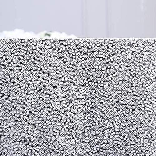 BalsaCircle 120-Inch White Sequin Round Tablecloth - Elegant Wedding Party Decor, Cake Table Cover, Dessert Display, Banquet & Special Event Table Linens - Perfect for Bridal Showers, Birthday Parties, and Holiday Celebrations
