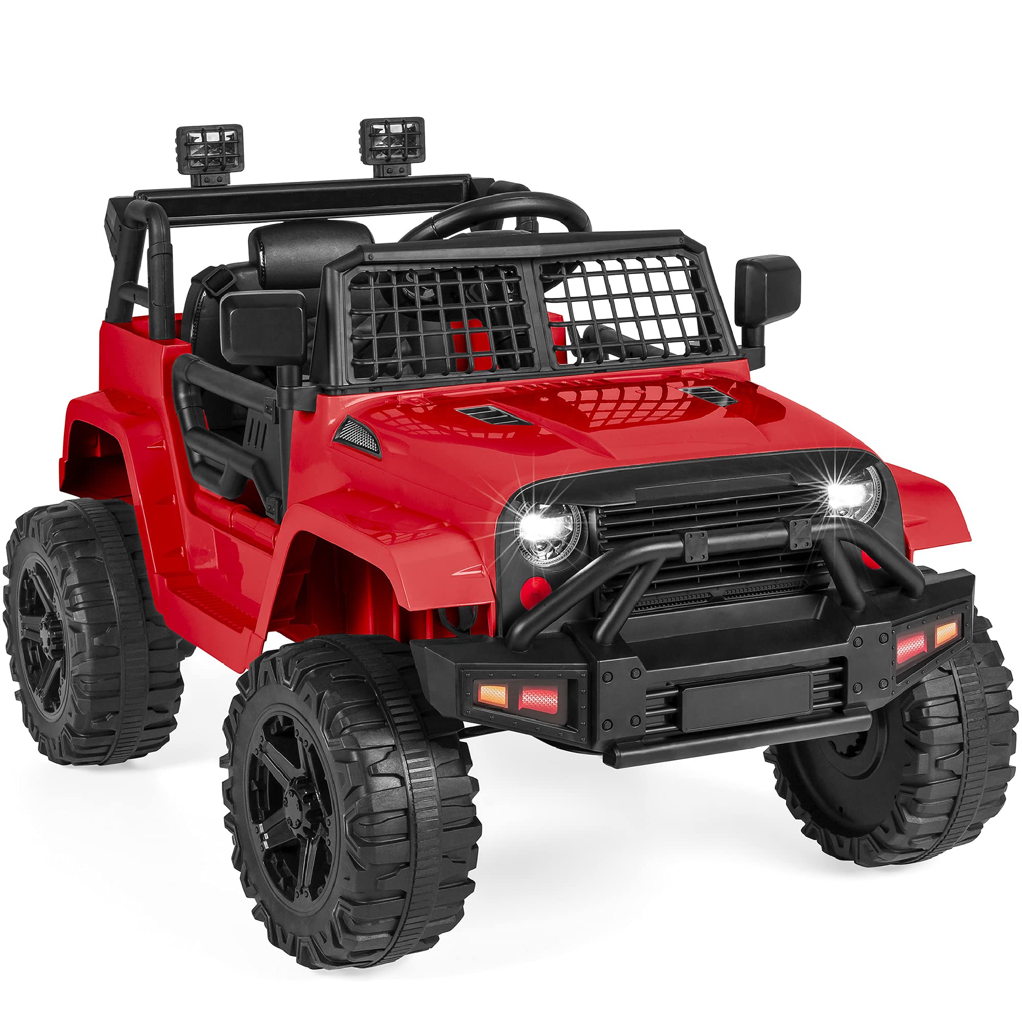 Best Choice Products 12V Kids Ride On Truck Car with Parent Remote Control, Spring Suspension, LED Lights & AUX Port - Red Electric Toy Vehicle for Boys & Girls | Perfect for Birthday Gifts, Outdoor Play & Backyard Fun