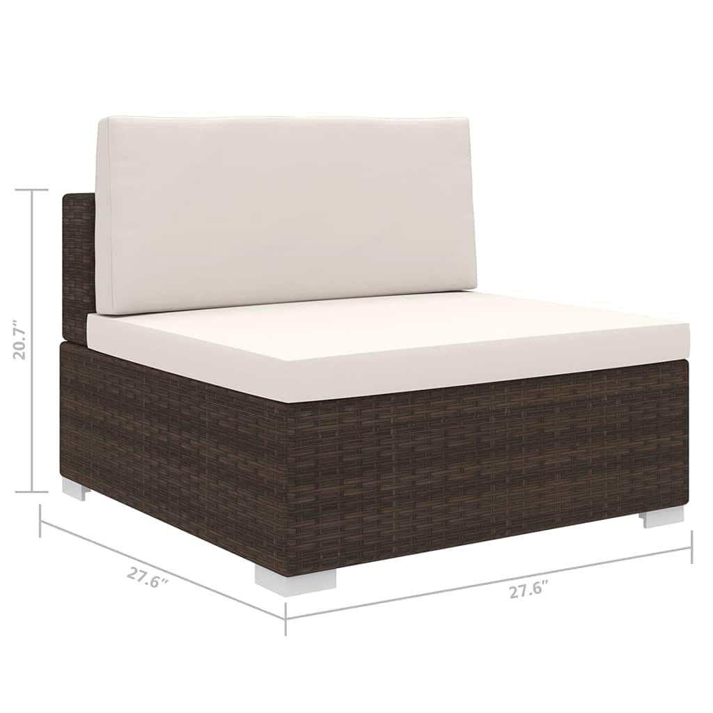 **Outdoor Patio Furniture Cushions - Brown Poly Rattan Sectional Middle Seat Cushion for Garden, Poolside & Backyard Relaxation**