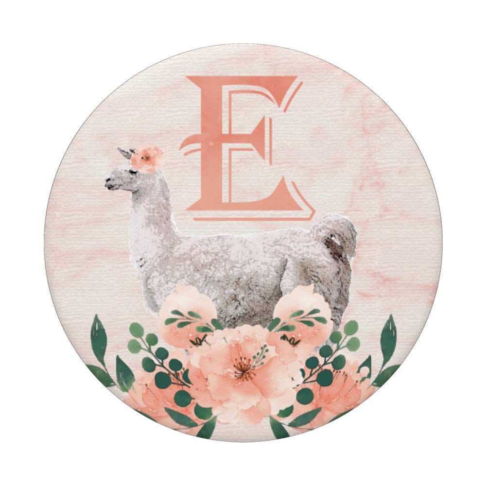 Personalized Letter E Monogram - Llama Alpaca Rose Design for Home Decor, Nursery, Wedding & Gift