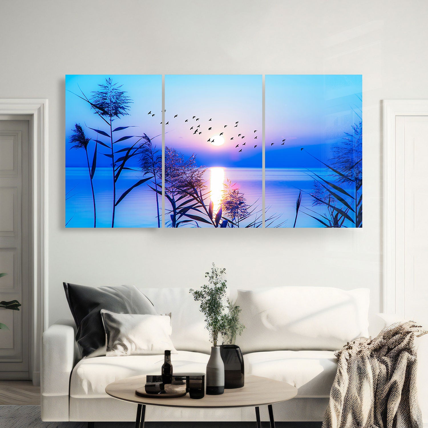 Blue Sunset Trinity - Stunning Sunset Wall Art for Home & Office Decor - Perfect for Living Rooms, Bedrooms & Gifts