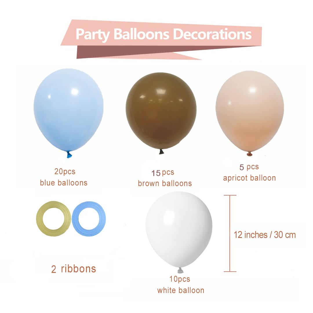 50pcs 12 Inch Blue & Brown Latex Balloons - Gender Reveal, Birthday, Baby Shower, Graduation, Wedding Party Decorations - Perfect for Bear-Themed Celebrations and Festive Decor