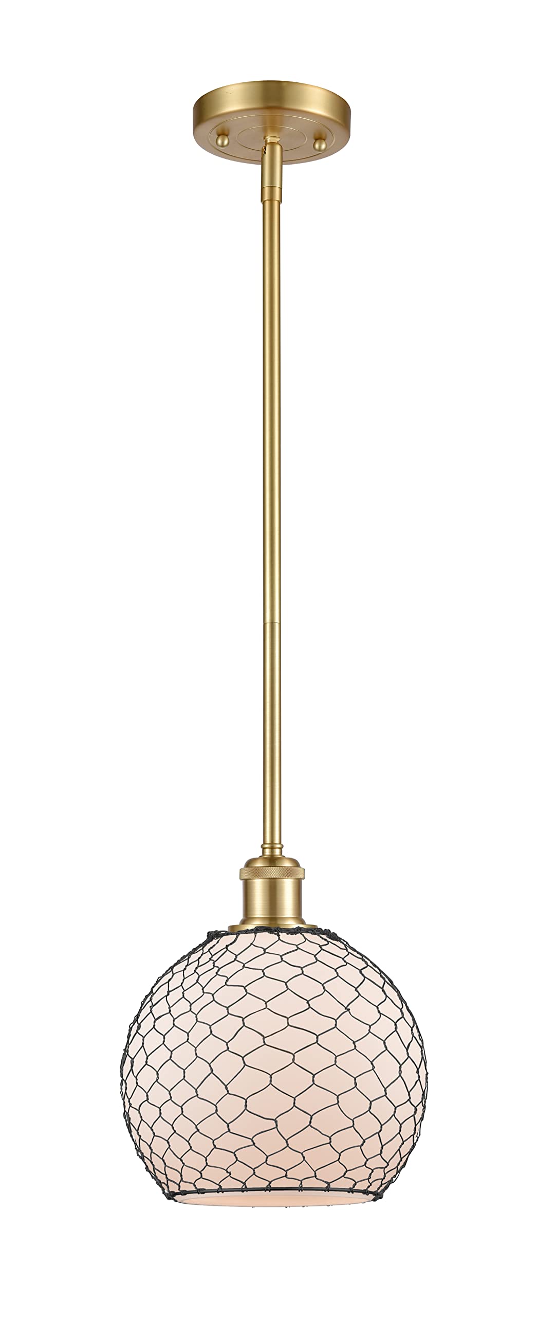 516-1S-SG-G121-8CBK Bare Bulb 1 Light Cord Set in Satin Gold - Vintage Edison Bulb Pendant Lighting for Cafe, Restaurant & Home Decor