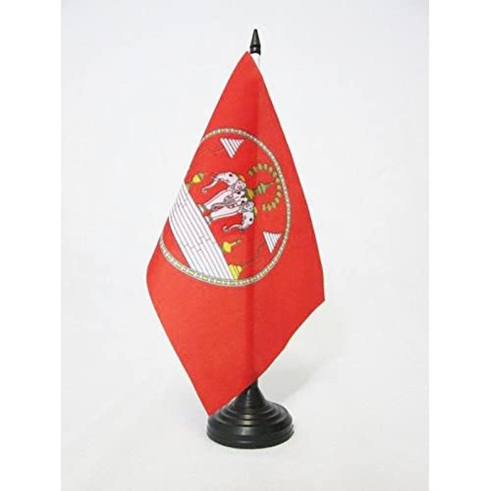Laos Royal Standard Flag 1945-1975 - 5x8 Inch Mini Desk Flag with Black Plastic Base - Perfect for History Enthusiasts, Office Decor & Laotian Cultural Displays