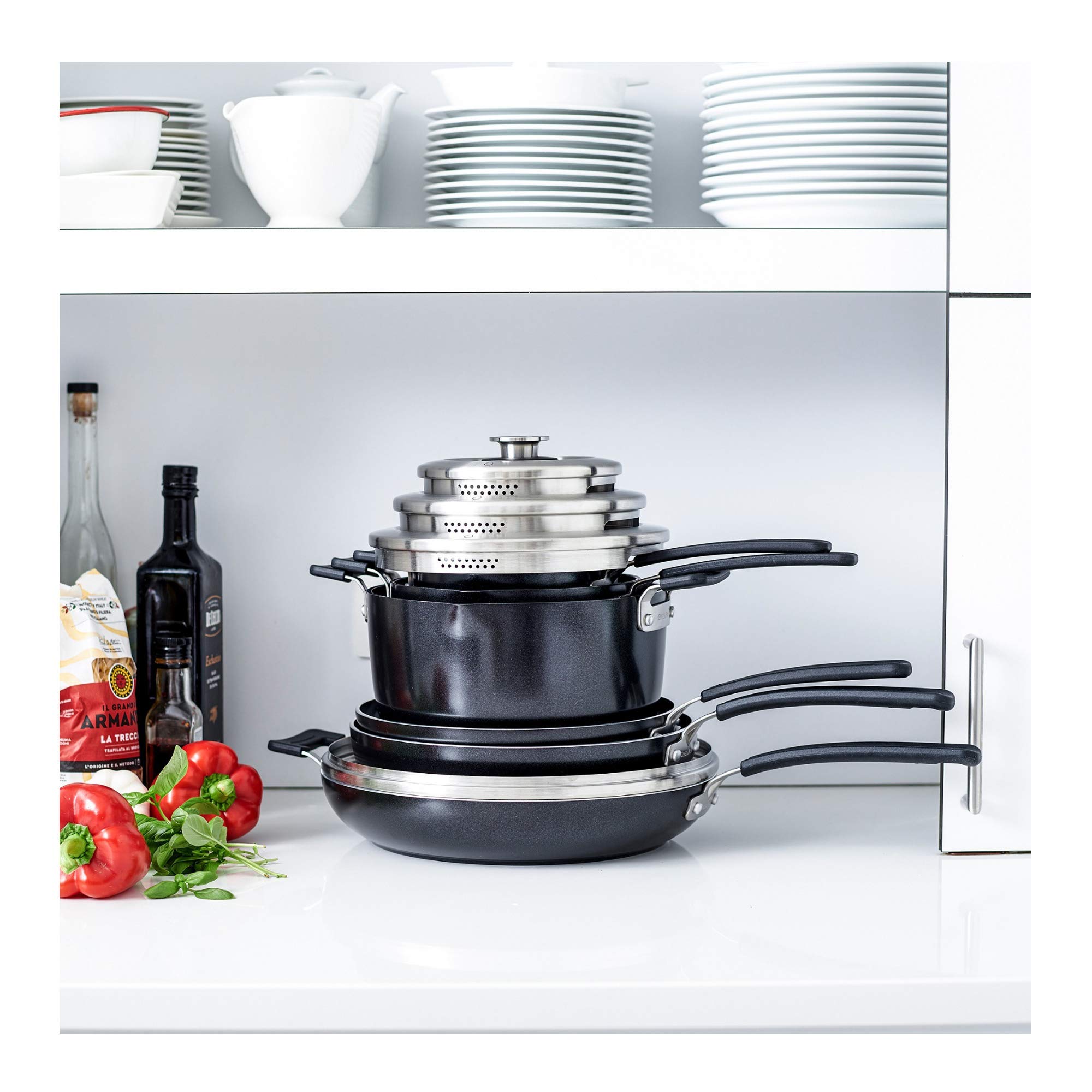 GreenPan Levels Essentials 13-Piece Nonstick Cookware Set - Ceramic Coated Pots and Pans for Healthy Cooking - Perfect for Frying, Boiling, Baking & Everyday Meal Prep in Modern Kitchens