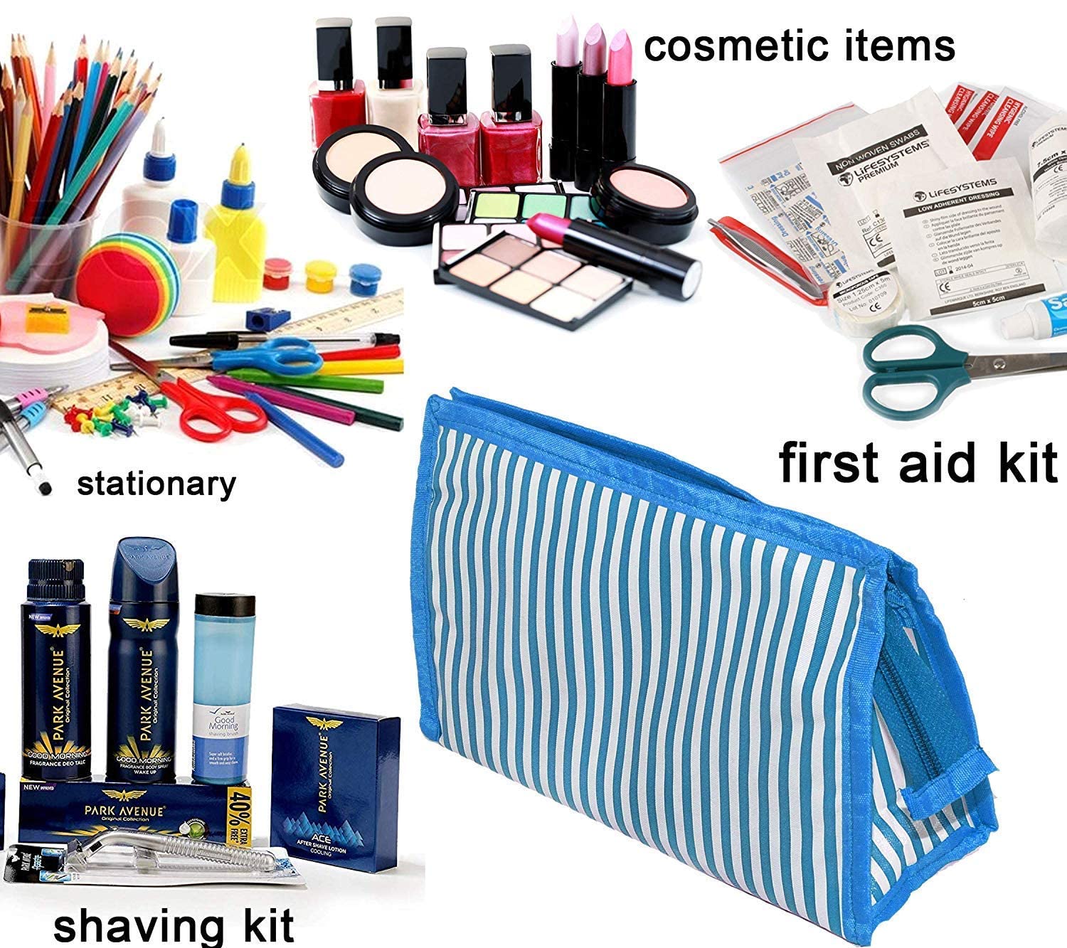 PRISMAXIC 3-Piece Polyester Travel Pouch Set - Waterproof Cosmetic & Makeup Organizer, Jewelry & Toiletry Bag for Men & Women (Blue) - Perfect for Air Travel, Gym, Camping & Daily Essentials Storage