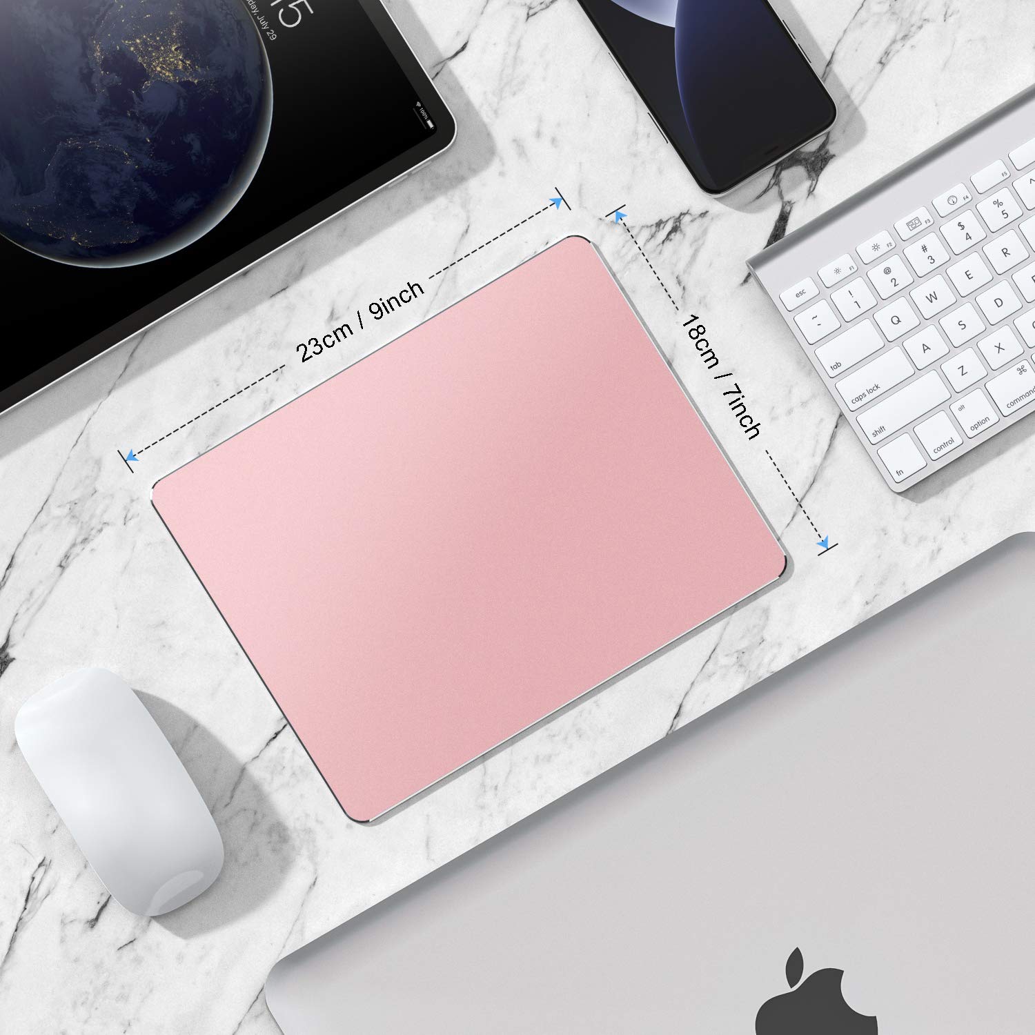 Premium Rose Gold Hard Metal Aluminum Mouse Pad - Dual-Side Waterproof, Fast & Accurate Control - Ideal for Office Work, Home Use & Gaming (Small Size 9