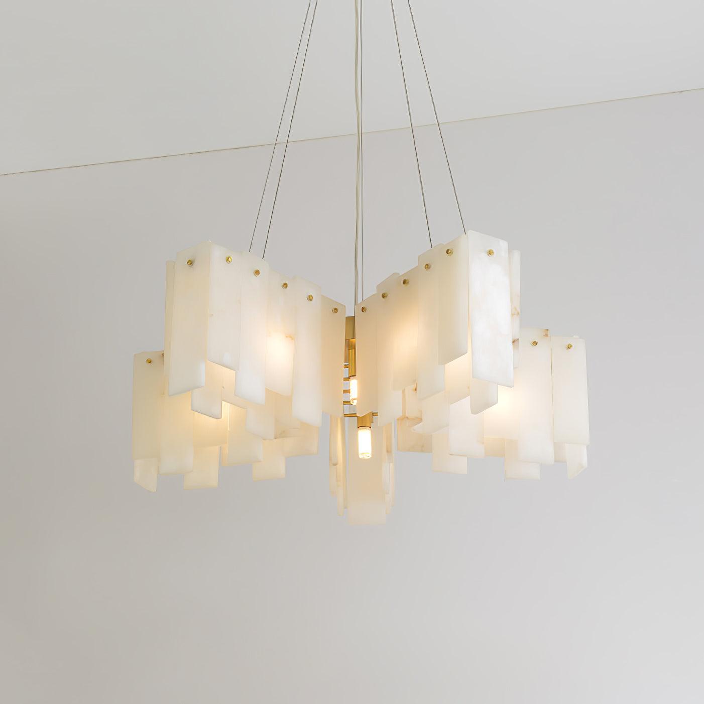 Elegant Alabaster Cascade Tiered Chandelier - Modern Crystal Ceiling Light Fixture for Dining Room, Bedroom & Living Room Decor