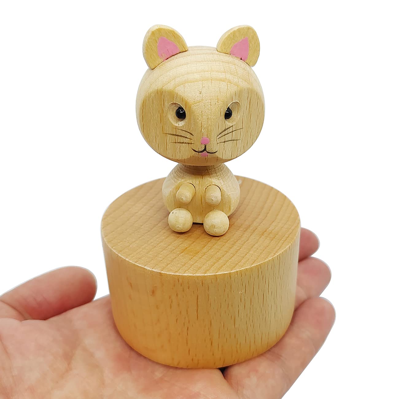 Adorable Mini Kitten Music Box - Handcrafted Wooden Mechanical Cat Music Box Plays 'Castle in the Sky' - Perfect Gift for Kids, Boys & Girls - Birthday, Christmas & Nursery Decor Musical Gift