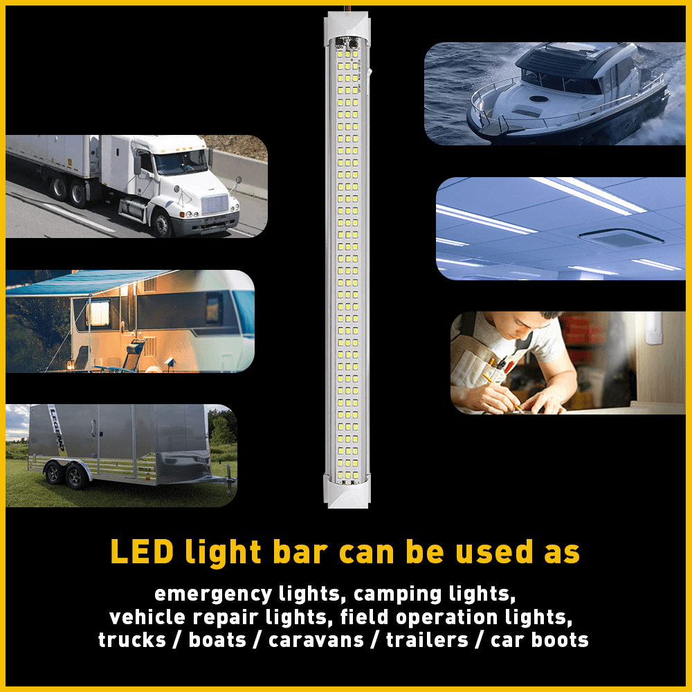 12V 108pcs LED Interior Light Bars for Trucks, Vans, Buses & Caravans - Waterproof with ON/OFF Switch - Perfect for Camping, Road Trips & Emergency Lighting