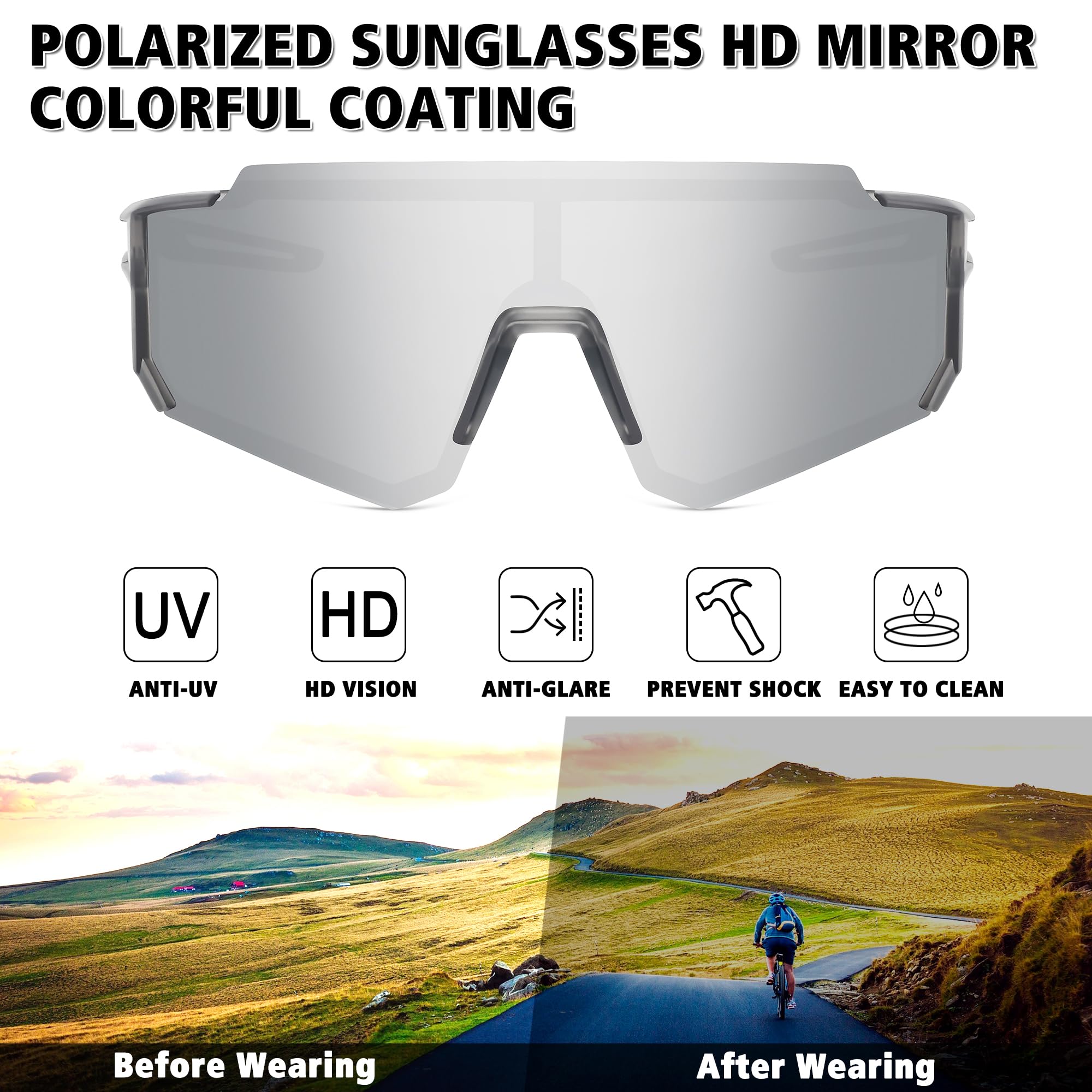 STORYCOAST Polarized Sports Sunglasses for Men & Women - UV400 Protection, Anti-Glare for Driving, Fishing, Cycling & Mountain Biking - Lightweight & Durable for Outdoor Adventures