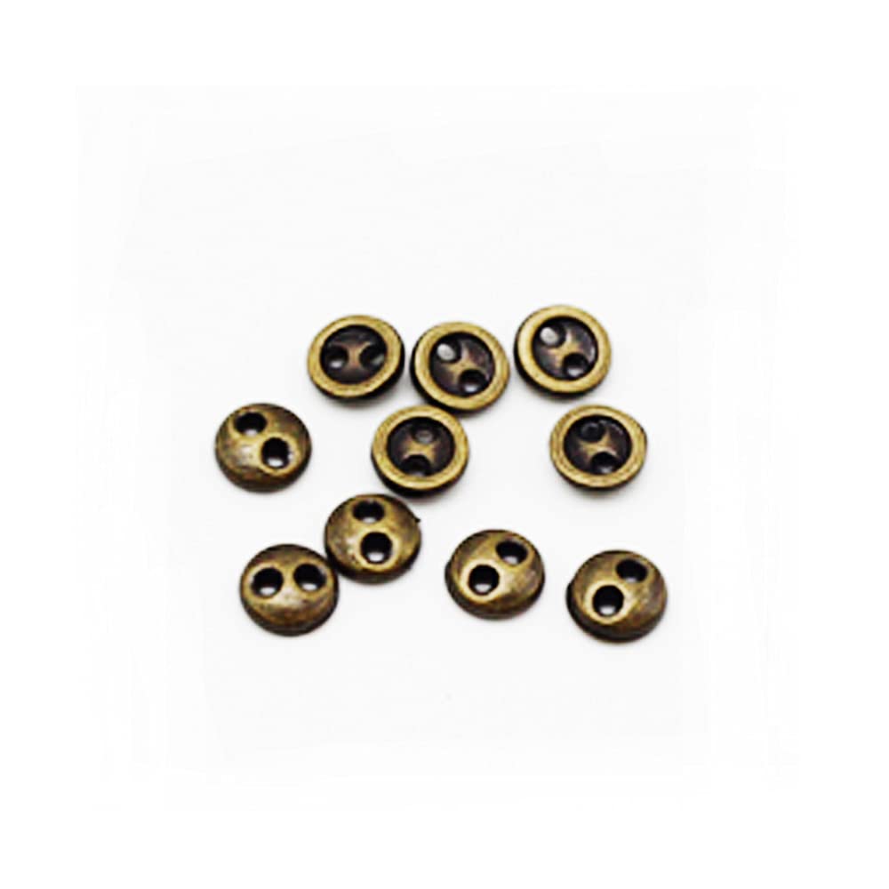 50 PCS 2 Hole Mini Metal Round Buttons - 5mm Small Bronze Buttons for Sewing, Doll Clothes, Bags & DIY Crafts - Perfect for DIY Projects, Scrapbooking & Fashion Accessories