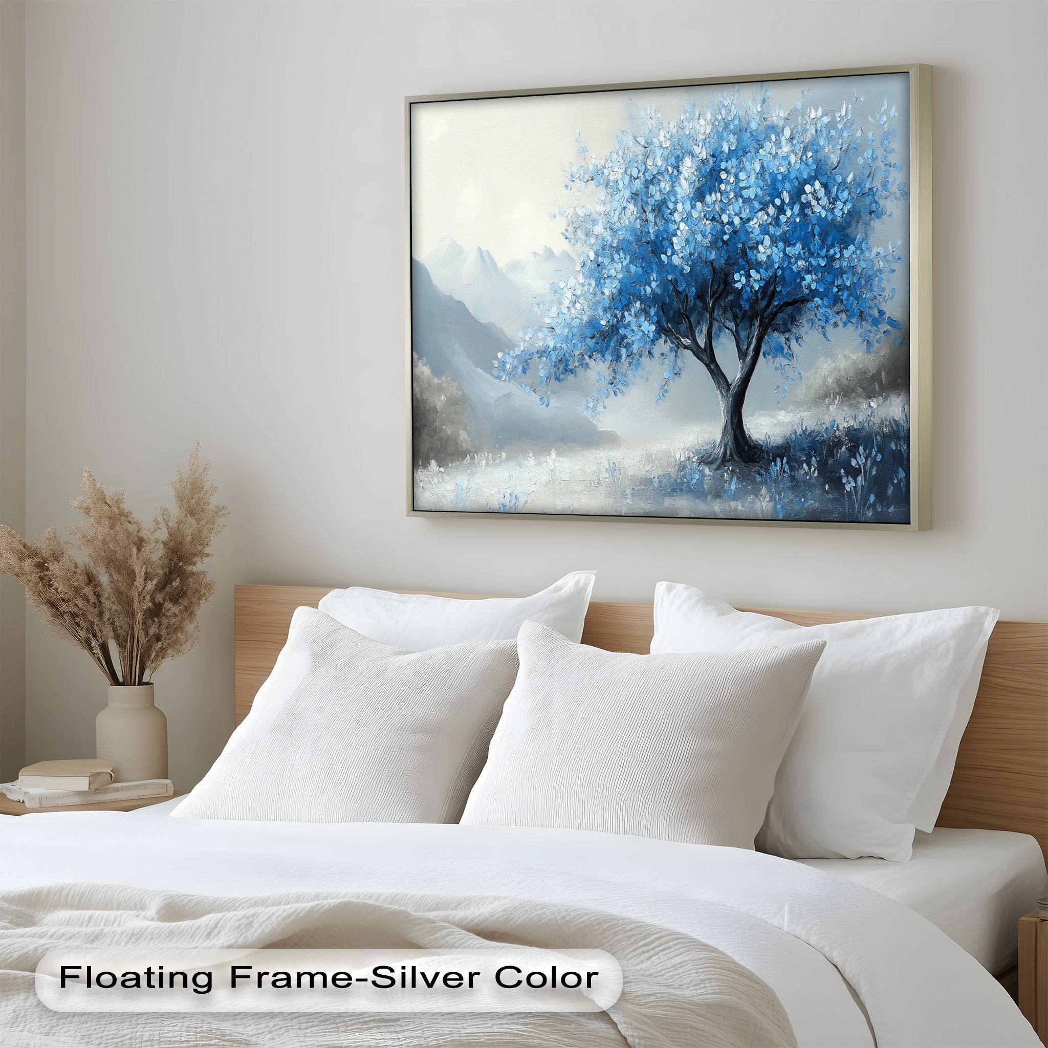 Blue Tree Landscape Oil Painting - Handmade Canvas Art for Home & Office Decor, Living Room Wall Art, Gift Idea