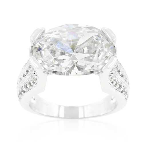Elegant Oval Triplet Cubic Zirconia Ring for Women - Perfect for Engagement, Wedding & Anniversary Gifts | Hypoallergenic Sterling Silver Jewelry